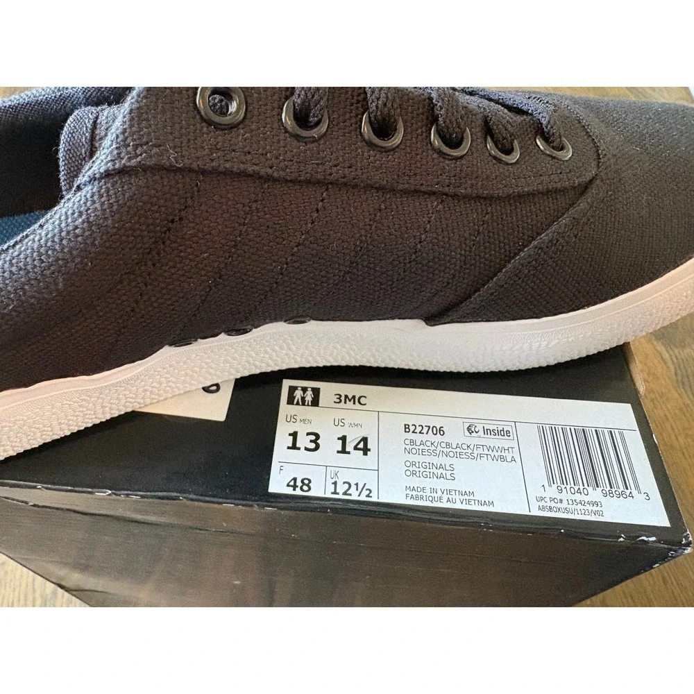 Adidas 3MC Core Black White Canvas Skate Shoes B22706 Mens 13 Womens 14